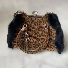 ヒョウ柄フェイクファーゴージャスハンドバッグ