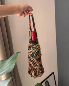 鍵編みワインボトルバッグ