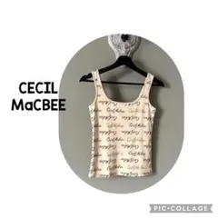 CECIL McBEE ロゴ総柄 タンクトップcotton100ラインストーンのサムネイル