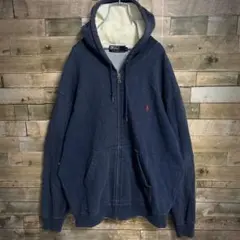 Ralph Lauren ジップアップ パーカー ポニー刺繍 ネイビー L