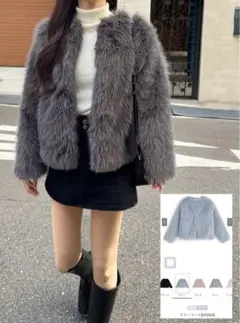 GRL ファーコート[k9254d] グレー　サイズフリー