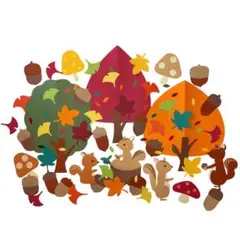 「 秋の森 」 壁面飾り 秋 リス どんぐり 10月11月