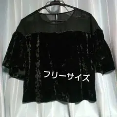 トップス ベロア シースルー プルオーバー