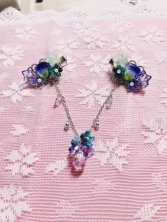 ハンドメイド 花モチーフ カーディガンクリップ