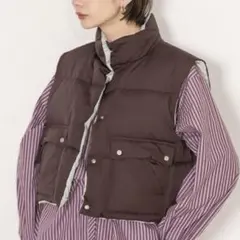 《KBF》ダウンベスト　リバーシブル　ブラウン×エメラルドグリーン