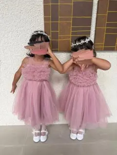 ピンク フリル付き チュールドレス 1着