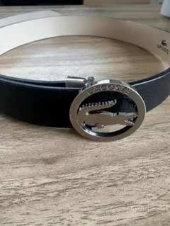LACOSTE ブラックレザーベルト
