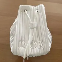 Dior ホワイト プリーツドローストリングポーチ
