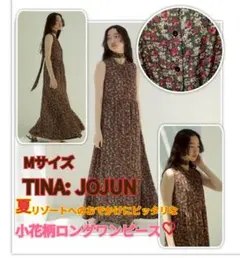 【新品タグ付き】　ティーナジョジュン 小花柄ノースリーブ　ロングワンピース