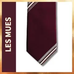 LES MUES レミユー ネクタイ ワインレッド ストライプ シルク100%