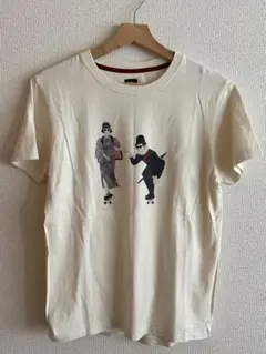 スケートボードイラスト Tシャツ クリーム色