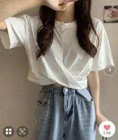 Jewelobe ツイストヘムクロップドTシャツ ホワイト