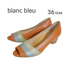 blanc bleu パンプス オープントゥ ウェッジソール 36 3Eのサムネイル