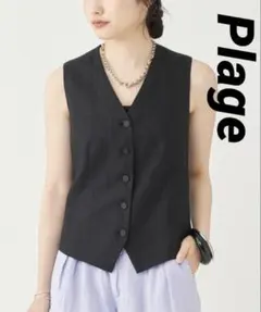 plage Linen ベスト ブラックのサムネイル