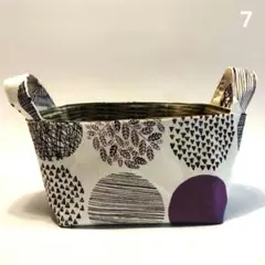 7.布バスケット(北欧紫はっぱ/バスケット) ハンドメイド　小物入れ　お菓子収納