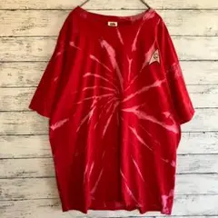 古着 FRUIT OF THE LOOM Tシャツ タイダイ ブリーチ 赤 XL