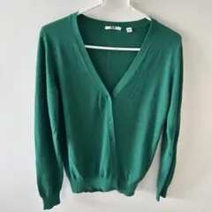 UNIQLO グリーン Vネック カーディガン M