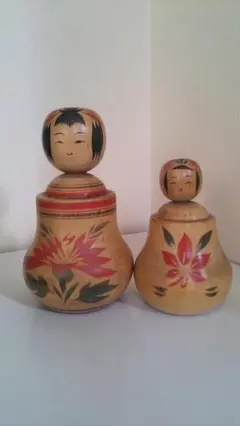 こけし　伊藤松一　伝統こけし工人　2体　鳴子系
