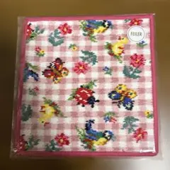 新品☆フェイラー ハイジチェック ペールピンク×レッド ハンカチのサムネイル