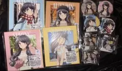 青春ブタ野郎 くじ　くじQ 桜島麻衣 色紙　缶バッチ、キーホルダーセット