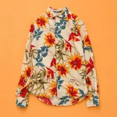 GANESH ガネーシュ 花柄 リネン混 長袖シャツ ボタニカル 総柄 Sのサムネイル
