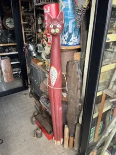 Rick様専用です 木彫りのバリネコ 、149センチ、エスニック 、玄関 置物