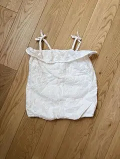 ZARA ホワイトロンパース 花刺繍　キャミリボン　6-9ヶ月　74cm