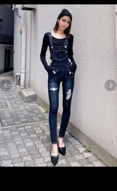 ほぼ未使用★GYDA★ダメージデニムサロペットパンツ★Sサイズ