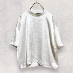 ザラ 半袖 Tシャツ カットソー M ホワイト シンプル とろみ感 カジュアル