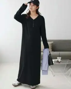 【新品タグ付き】DISCOAT リブピコレースヘンリーカットワンピース