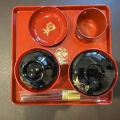 新品未使用品　日枝神社　お食い初め用 食器セット 魚模様