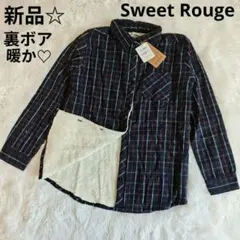 新品☆暖か　裏ボア　ビエラチェックシャツ　М　長袖　ブラック