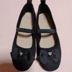 リボン付きバレエシューズ 20.0cm ブラック