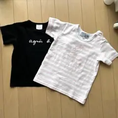 アニエスベーTシャツ 2 ans ピンク/ブラックセット