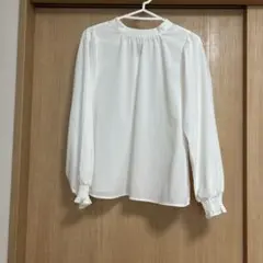 白 ブラウス 長袖 バックリボン