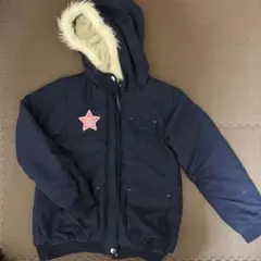 ネイビー フード付き　ポケット付き　ファー付き　ジャンバー　コート 160サイズ