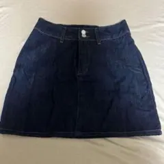 ダークデニム ミニスカート ボタン付き