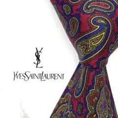 ◆美品◆Yves Saint Laurent ネクタイ 赤色 ペイズリー柄