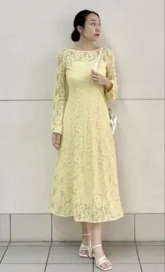 リリアンカラット バリエーションレイヤードワンピース イエロー LILLIAN CARAT バリエーションチュールレイヤードワンピース イエロー