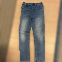 裏起毛　デニムブルー ゴムウエスト パンツ