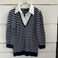 ローレンラルフローレン　コットン混　ニット　シャツ　ドッキングプルオーバー