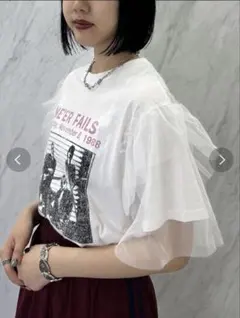 jouetie チュールレイヤードロックTシャツ