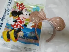 ミニー耳カチューシャ ローズゴールド スパンコール