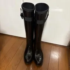 UNTITLEDアンタイトル ロングレインブーツ M黒ブラック♡ヒール