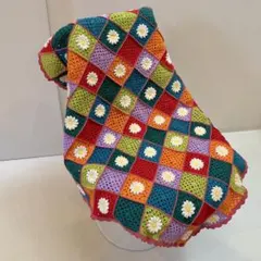 ハンドメイド　かぎ編み　お花のマルチカバー　ブランケット