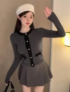 DAZY カラーブロック カーディガン　フロントオープン