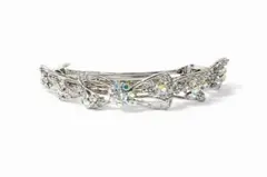 バレッタ スワロフスキー リボン お嬢様仕様 U型 MH1170 ロジューム