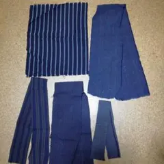 c. 古布　木綿　昔の野良着などのハギレ　藍の縞いろいろ