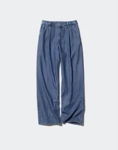 ユニクロ　ドレープデニムタックパンツ　ストレート　ワイド　デニム