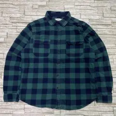 USA古着 フランネルシャツ グリーンネイビー Goodiellow